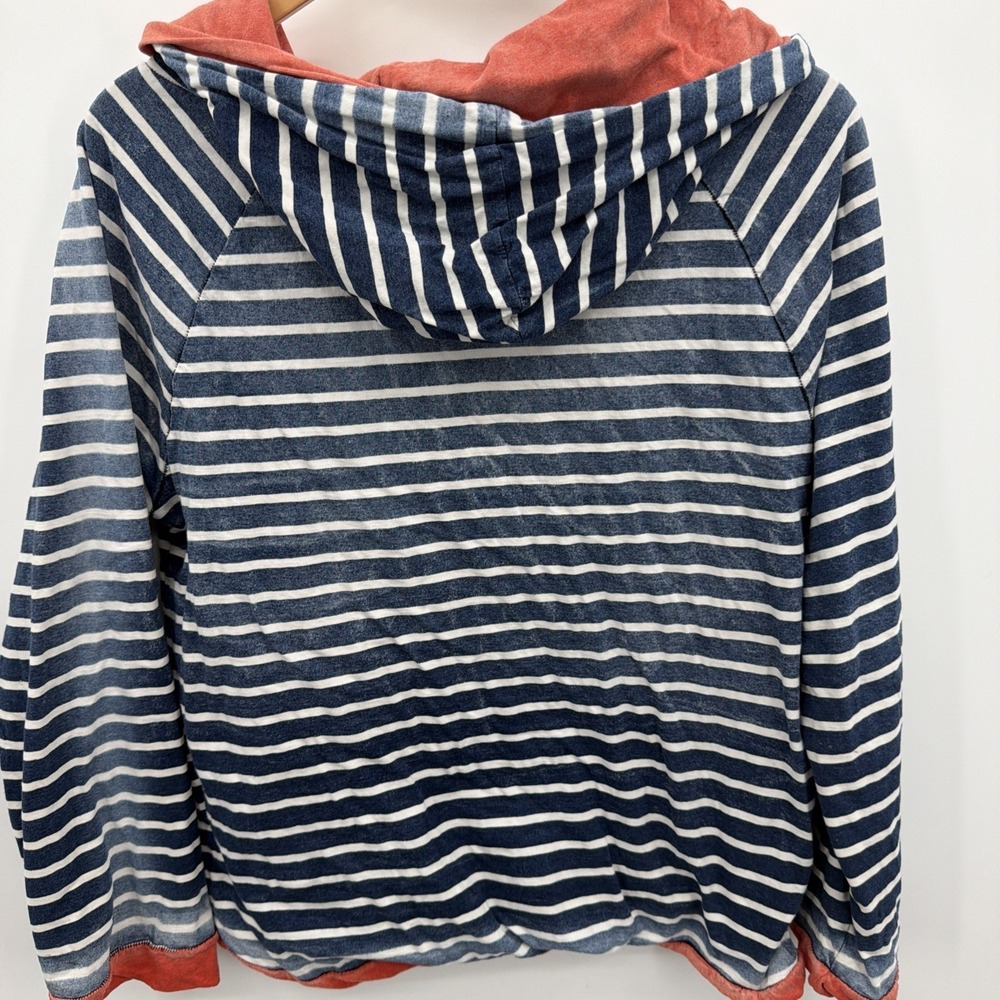 Free People We the Free Double Lined S Hoodie Faded Navy Striped Nautical Beach - Picture 5 of 9